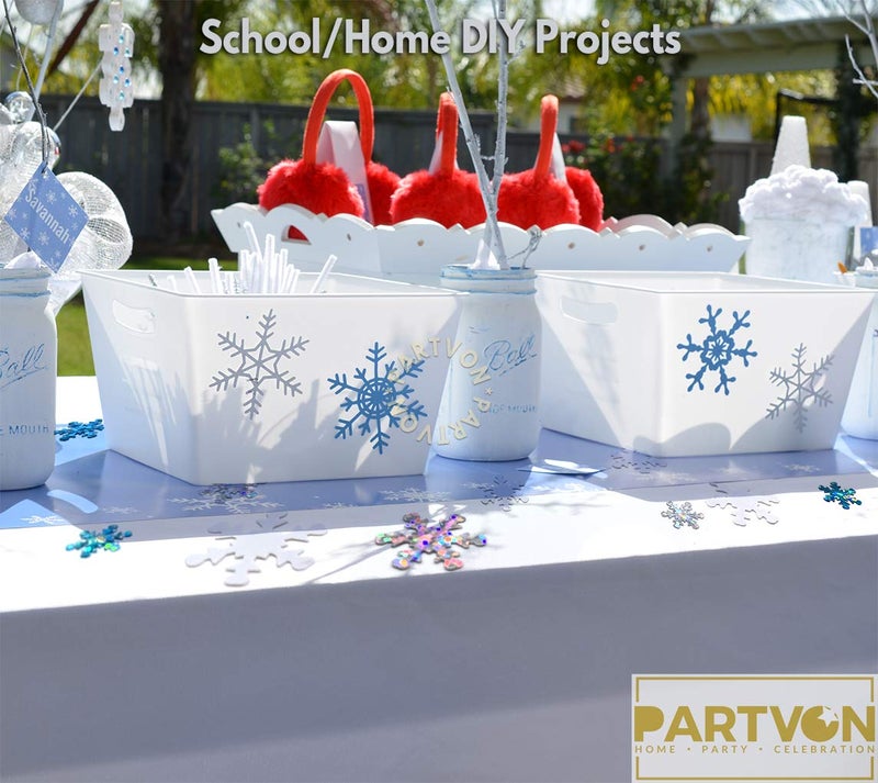 PARTVON Christmas Snowflake Confetti Decoration- 1500pcs | Snowflakes Frozen Party Confetti | Winter Wonderland Birthday Baby Shower Wedding Sequins Christmas Party Sprinkles Confetti Decorations (Silver) - Image 4